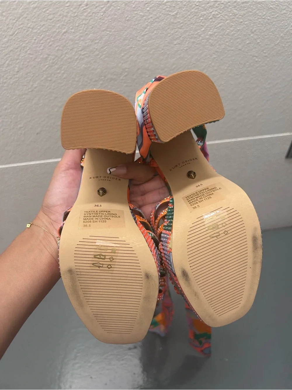 Kurt Geiger Orange Green Multicolor Studded Platform Sandal